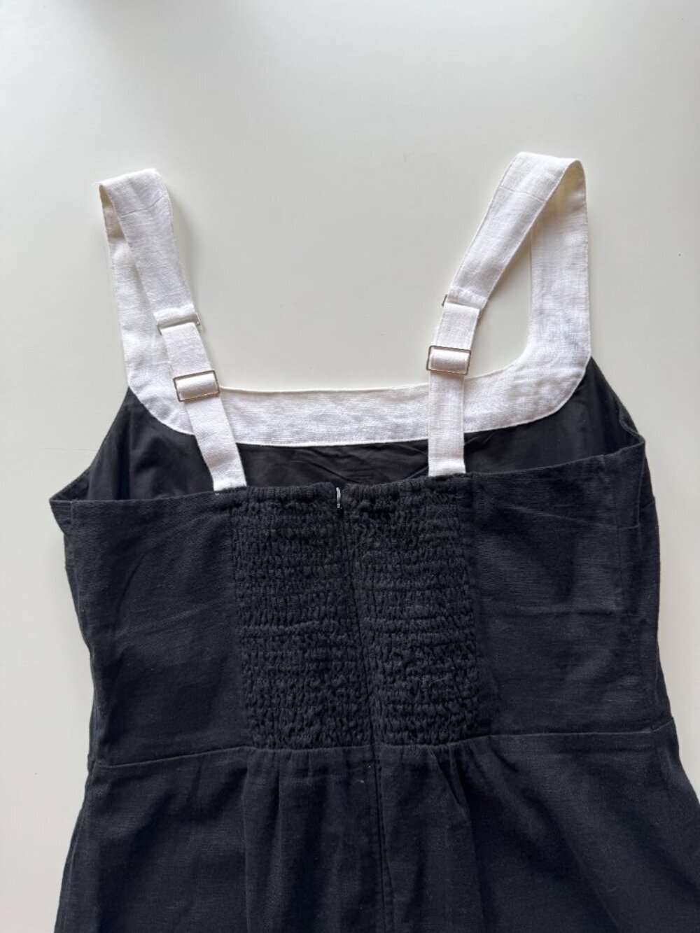 ABERCROMBIE & FITCH Black White Linen Cotton Blend Wide Strap Mini Dress, Size M - Picture 8 of 12